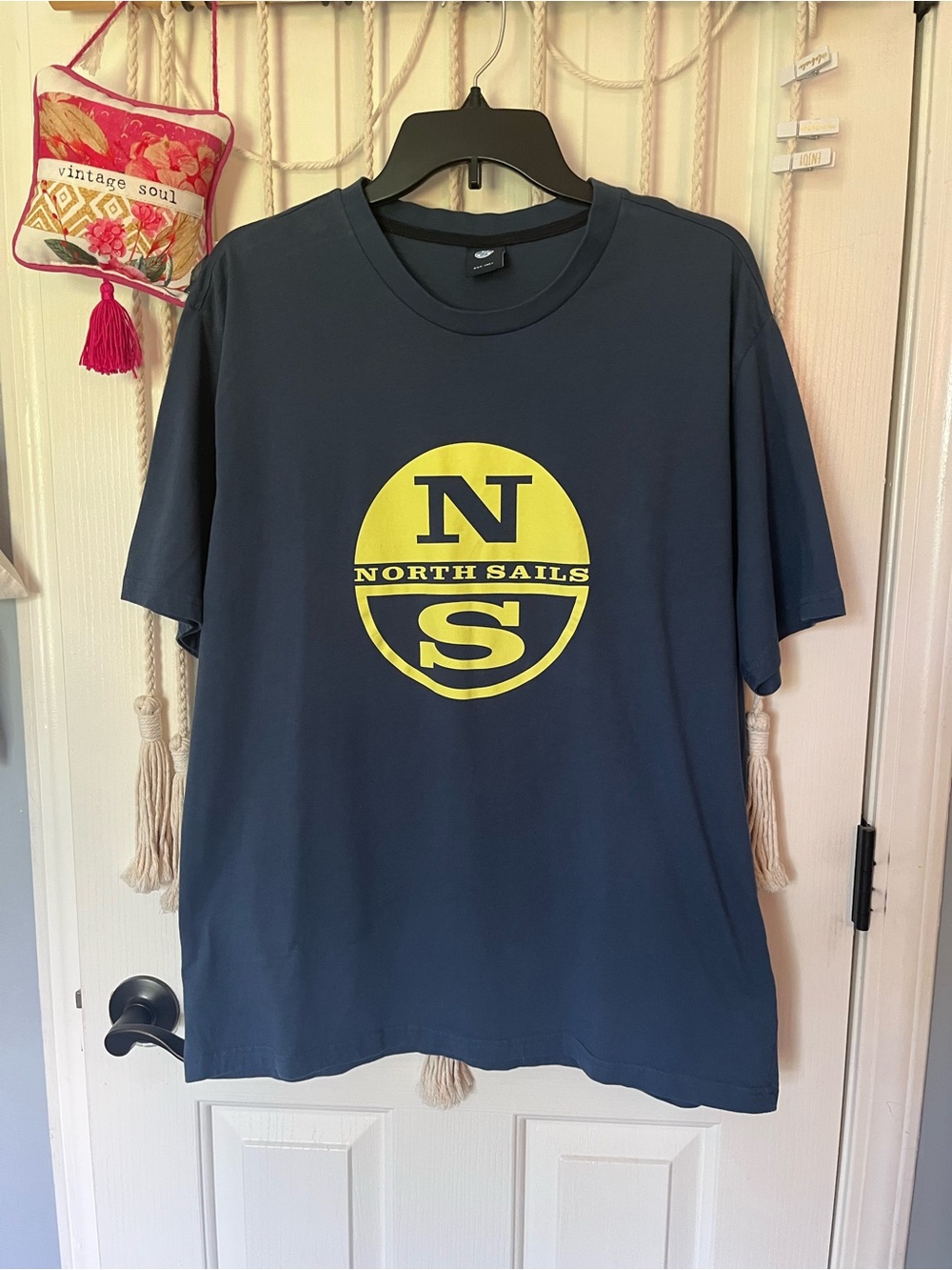LN North Sails Navy Short Sleeve Tee with Yellow Logo XL